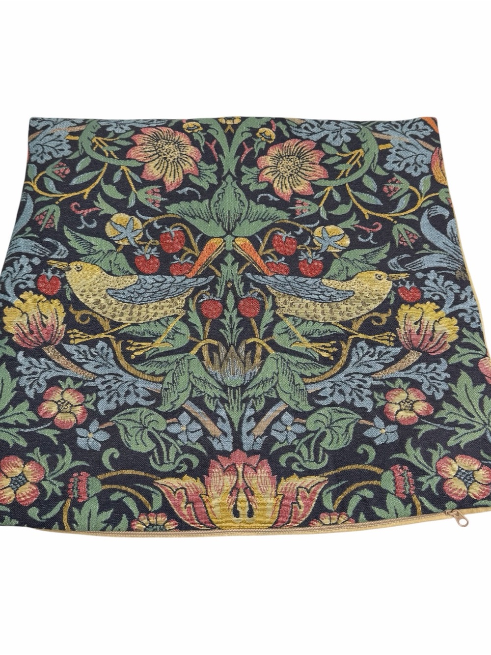 Charlotte Home William Morris Strawberry Thief Bird Tapestry Pillow Cover 16"